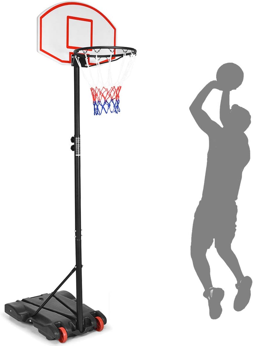 Kids Outdoor Basketball Hoop - Portable Basketball Hoop with Wheels, 5.8-6.8