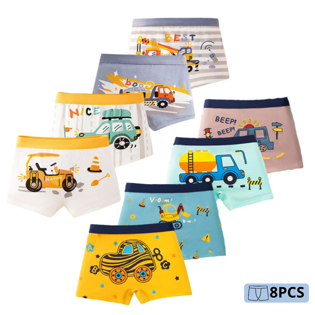 Kids Outdoor Excavator - 4/8Pcs High Quality Cotton Boy Boxer