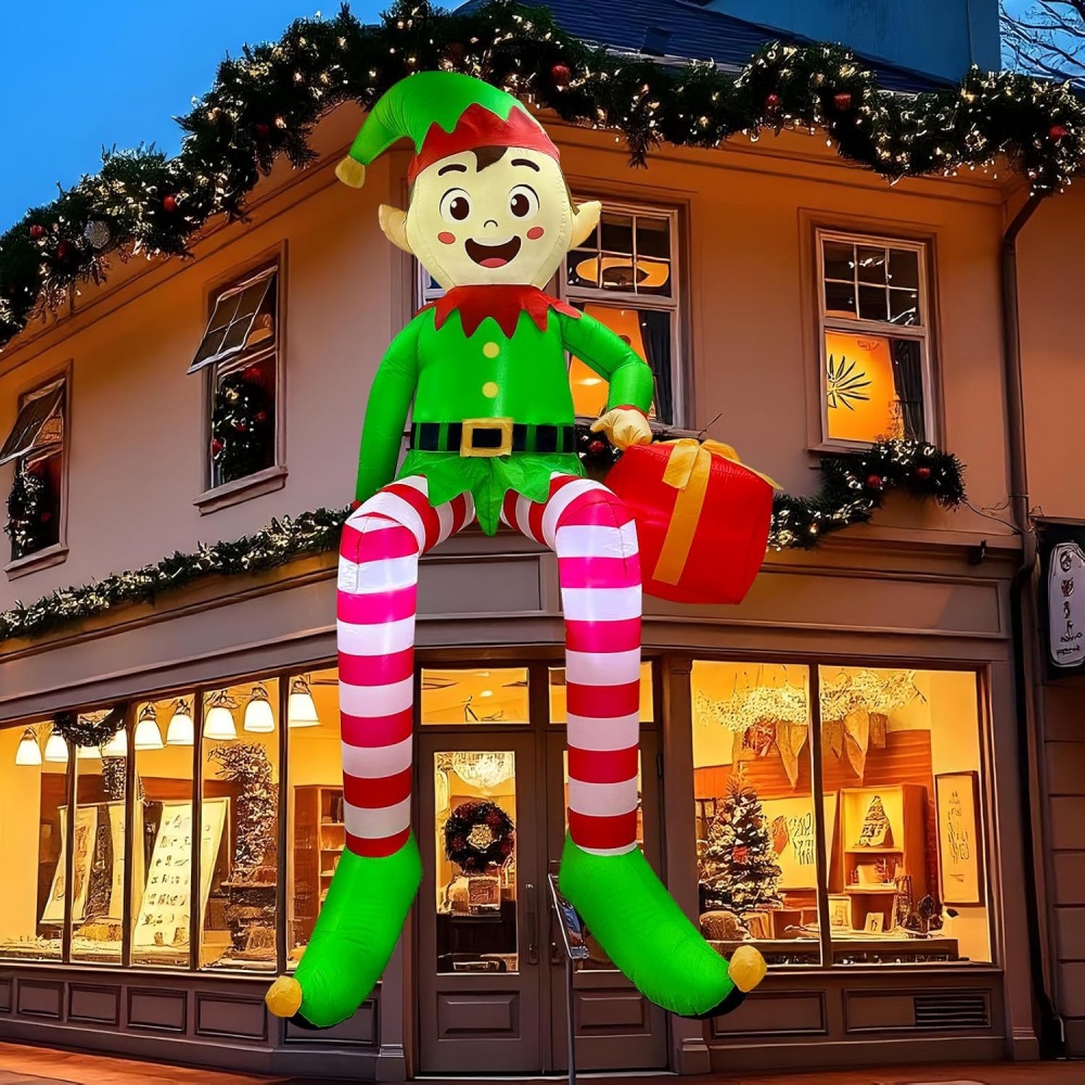 Outdoor Toys For Kids - 8FT Christmas Inflatables Sitting Elf Decoration