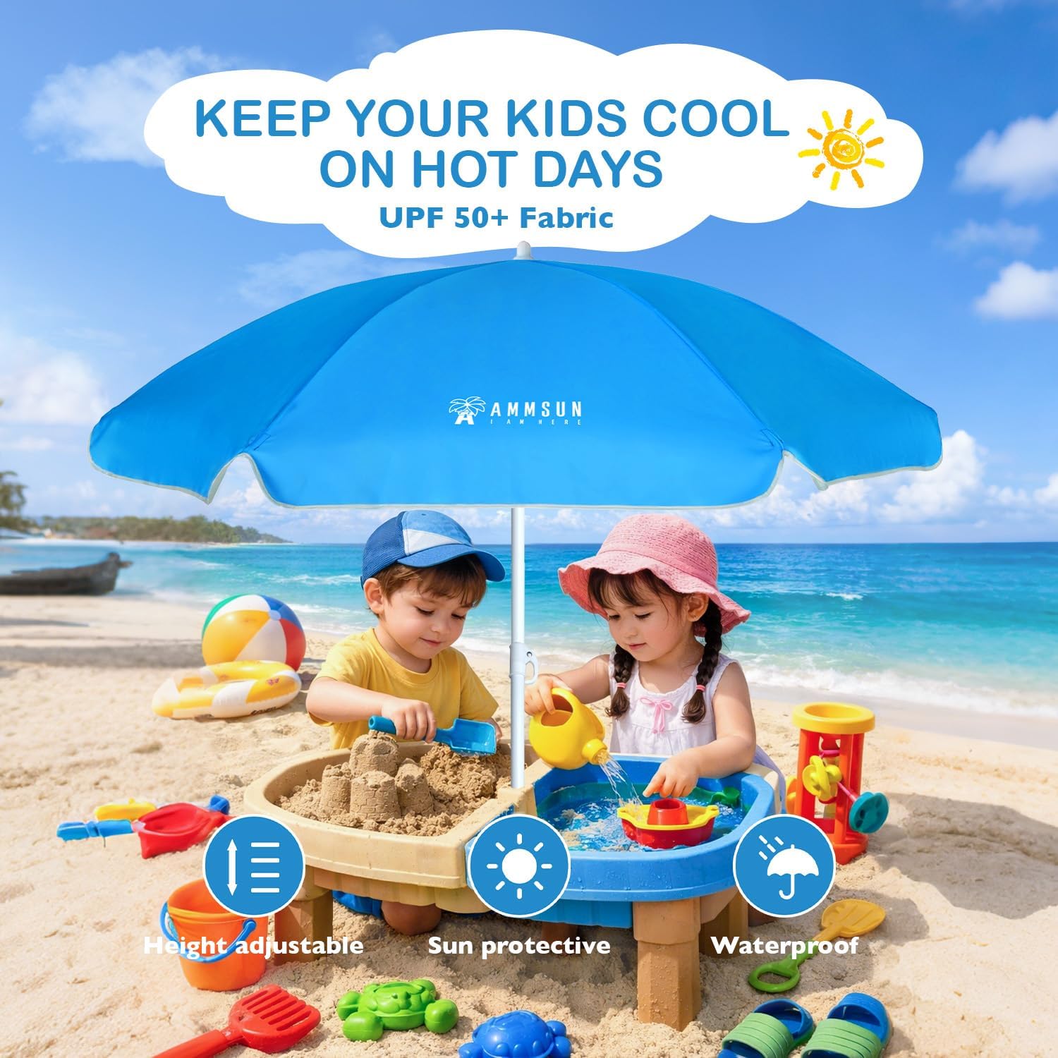 5ft Beach Umbrella for Sand an - Kids Outdoor Play recension och pris