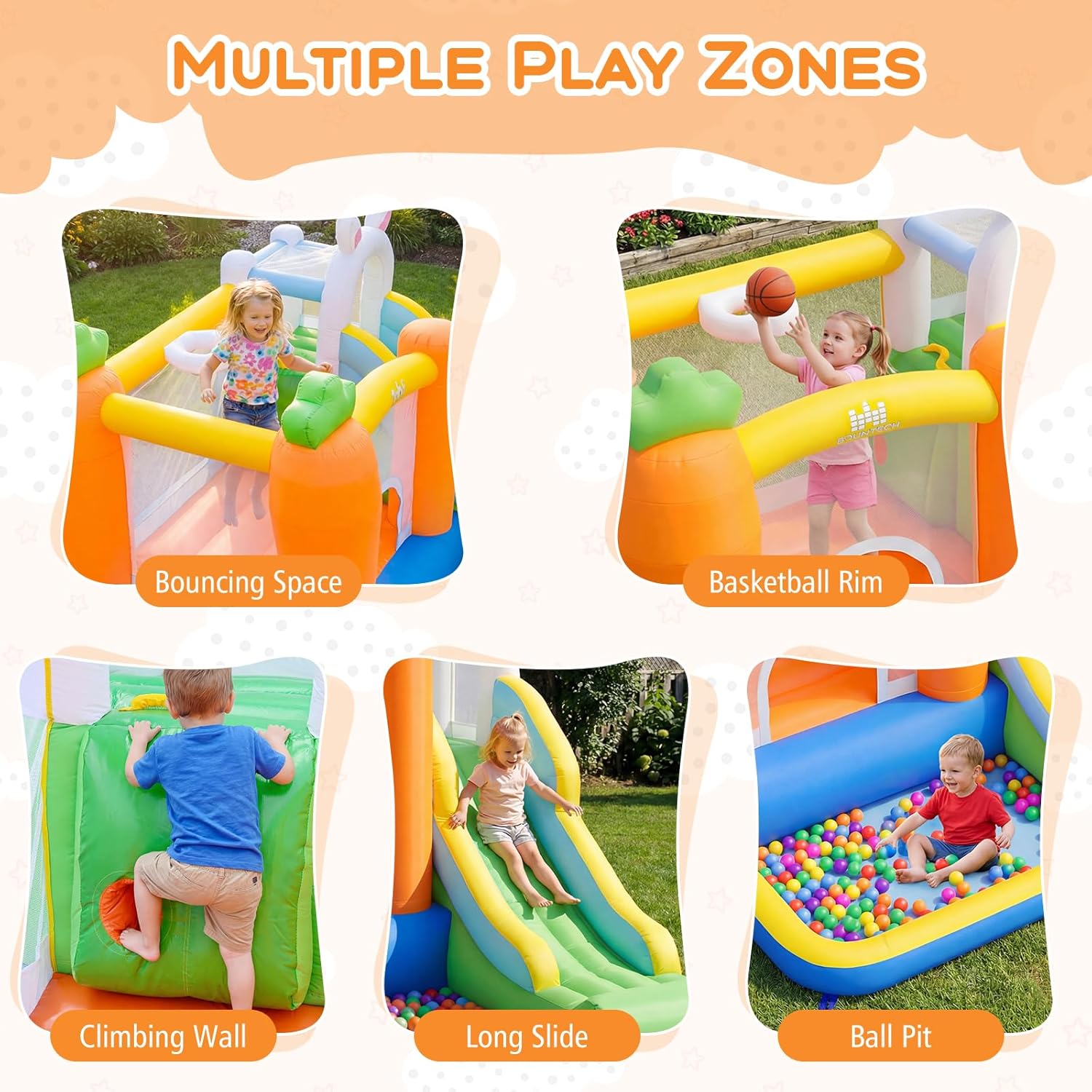 Inflatable Bounce House with B - Kids Outdoor Area recension och pris