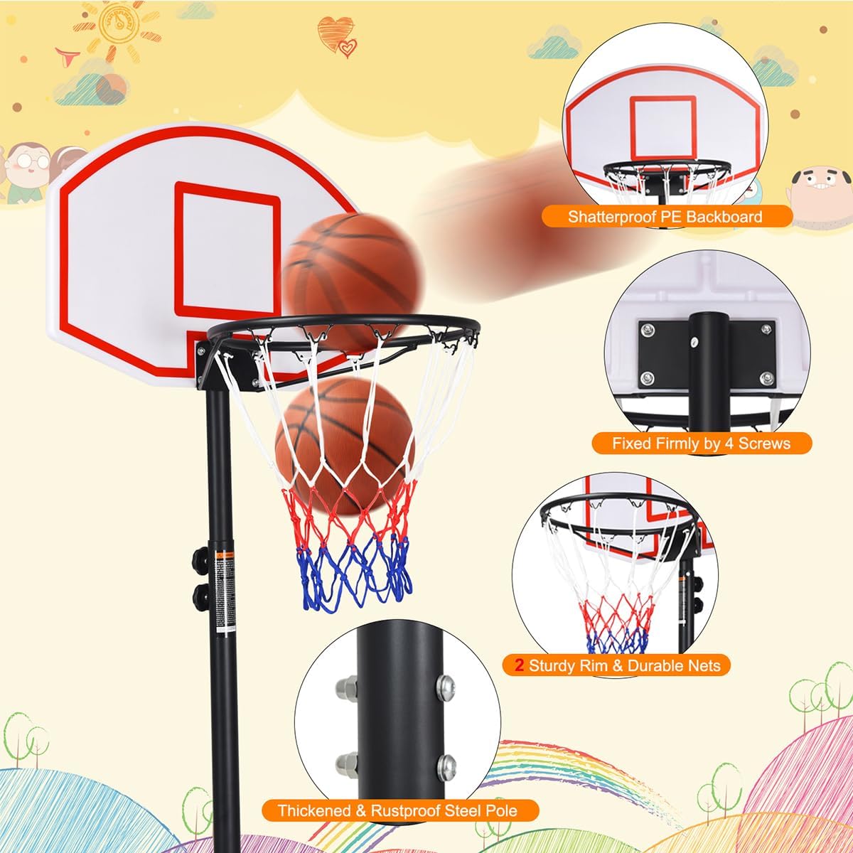 Portable Basketball Hoop with  - Kids Outdoor Basketball Hoop recension och pris