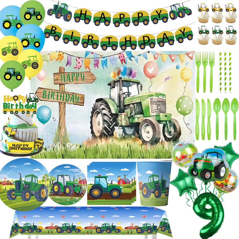 Green Farm Tractor Birthday Pa - Kids Outdoor Excavator recension och pris