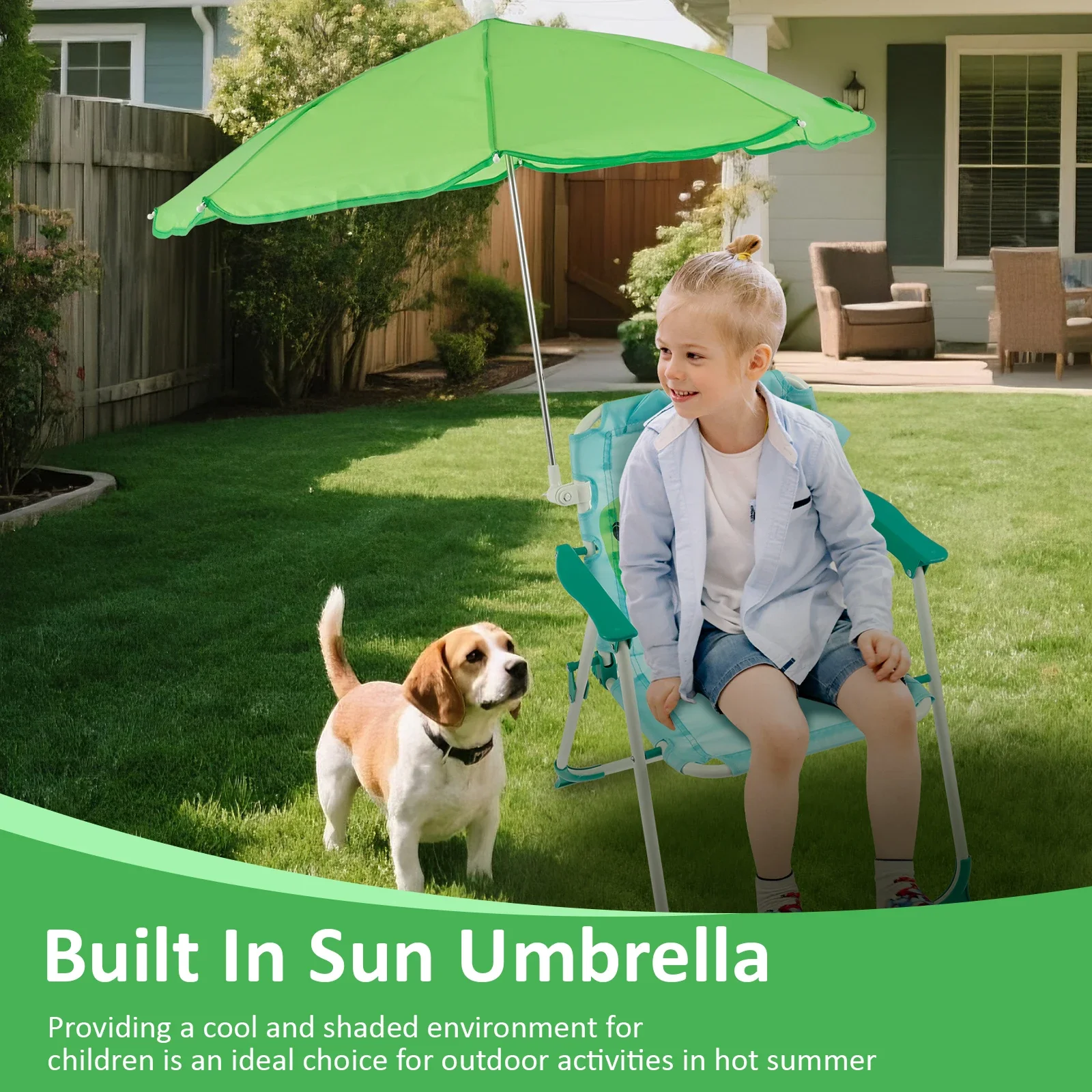 Kids Folding Beach Chair With  - Kids Outdoor Lounge Chair With Umbrella recension och pris