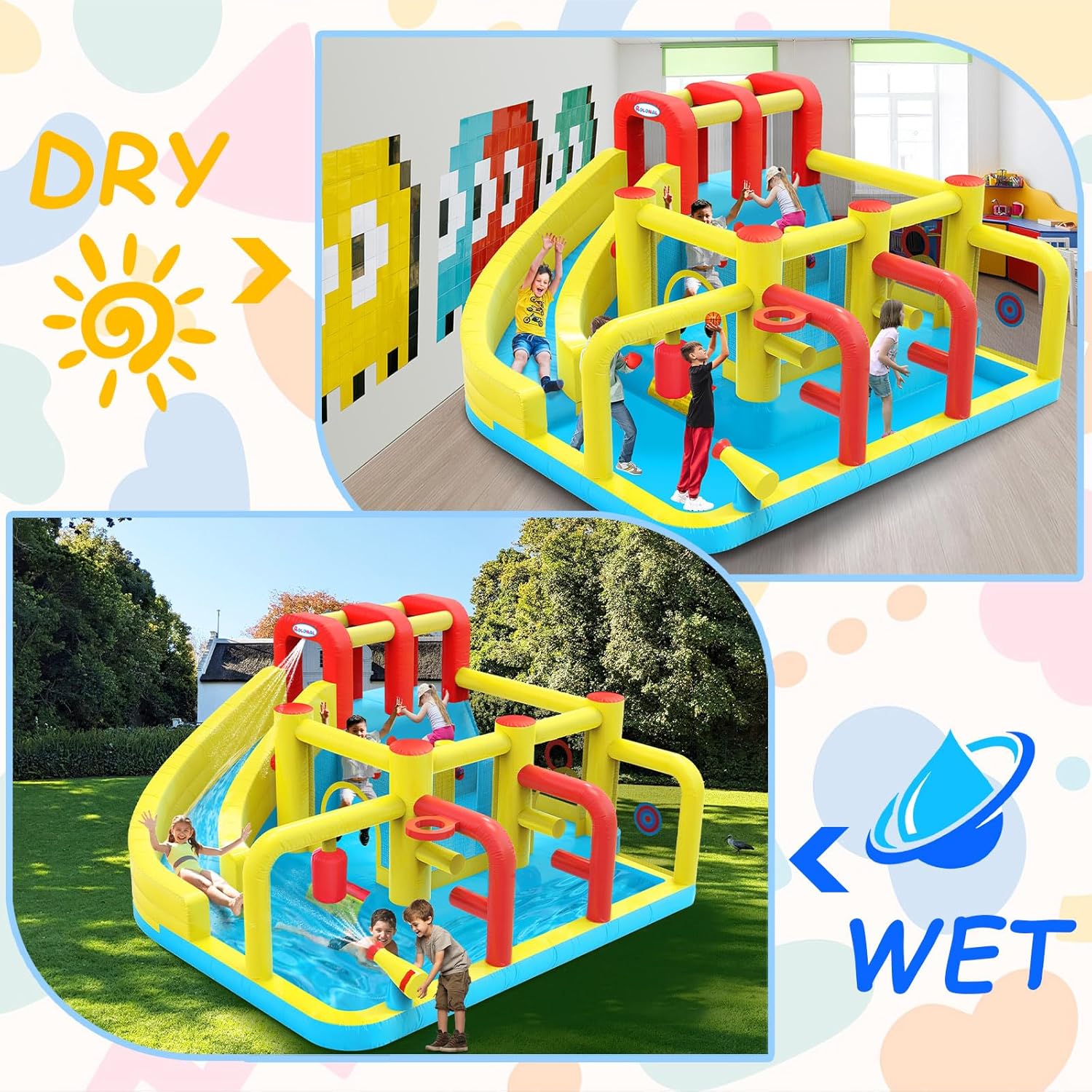 Kids Inflatable Water Slide Bo - Kids Outdoor Basketball Hoop recension och pris